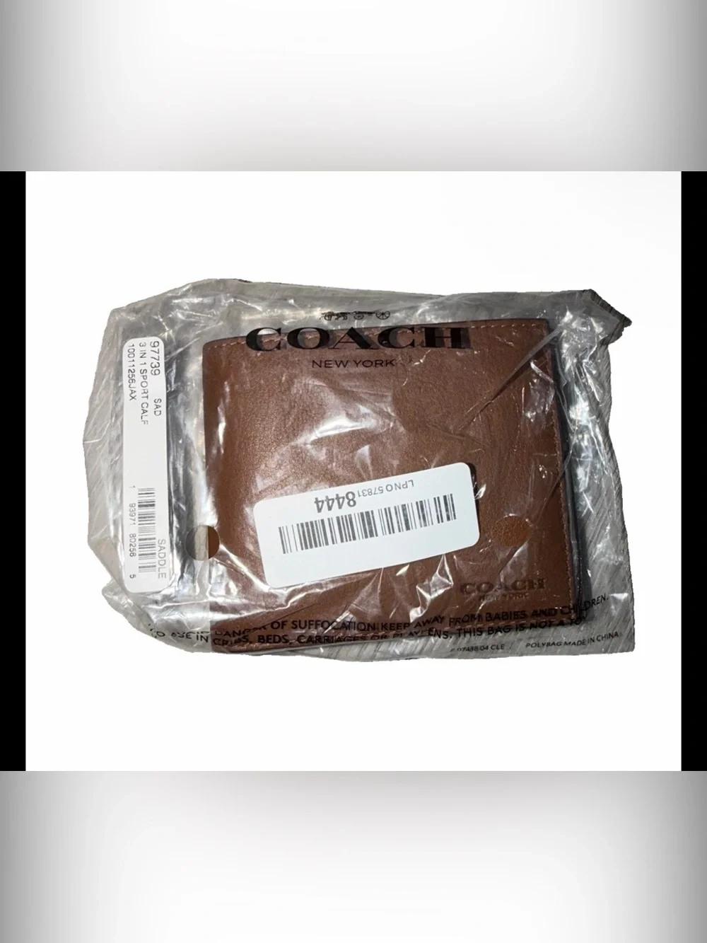 Coach Mens Saddle 3-in-1 Sport Calf Leather Wallet NWT